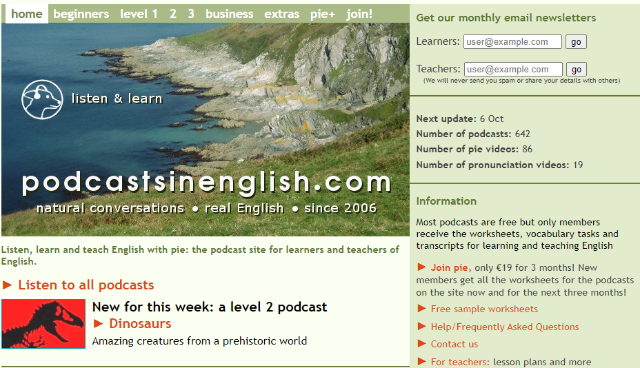 Luyện nghe tiếng anh với podcastsinenglish.com