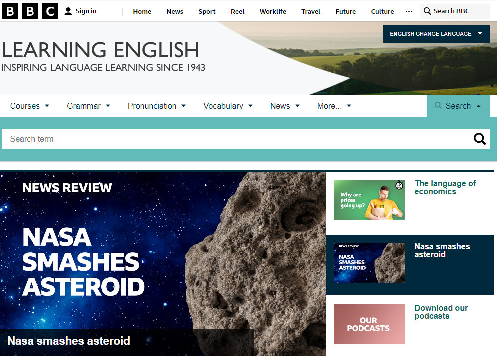 Trang web BBC learning english