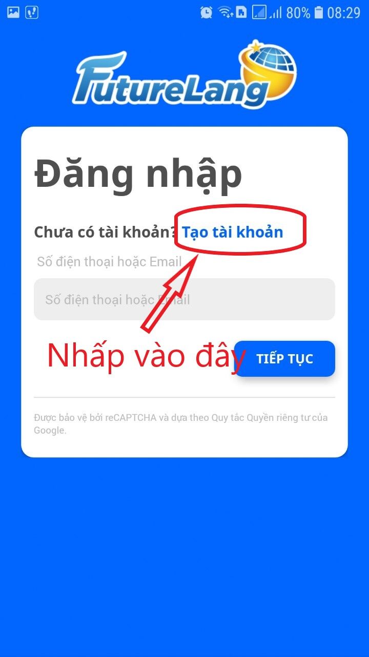 Tạo tài khoản Future lang 