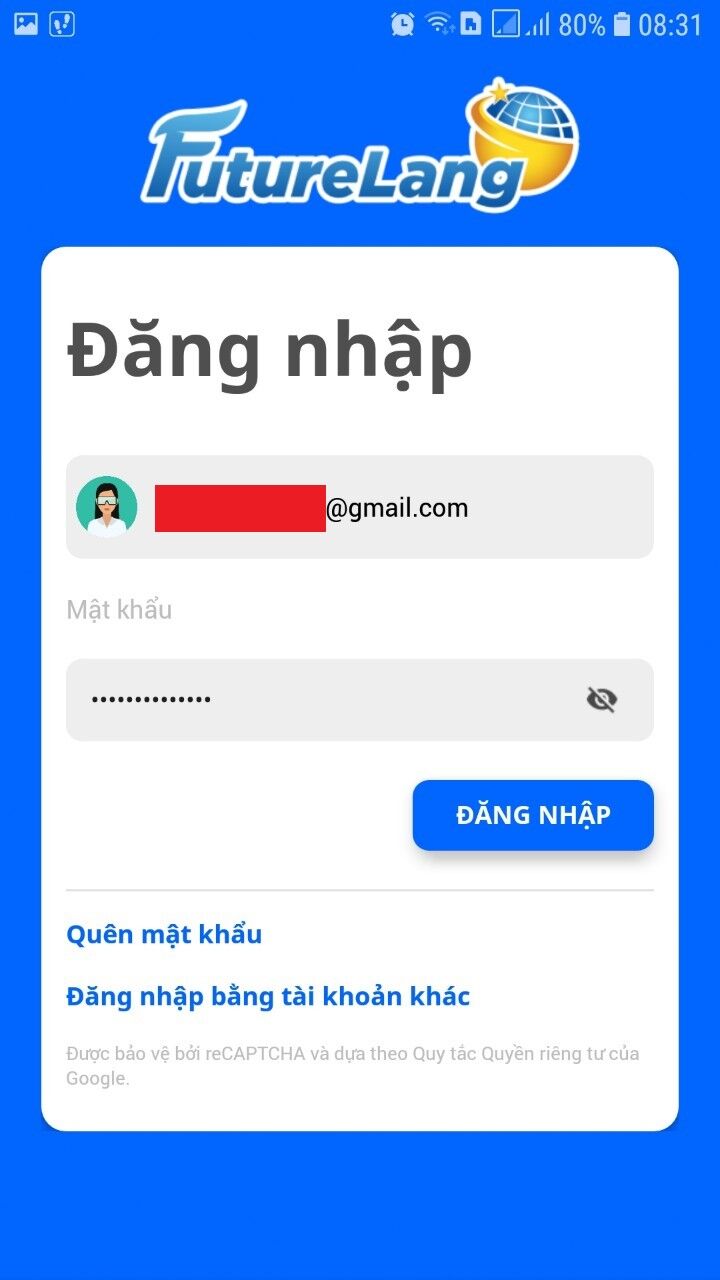 Đăng nhập vào app future lang 